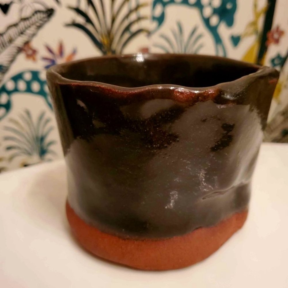 Hand-Pinched Glazed Stoneware Pot Tea Bowl 4.5 inch